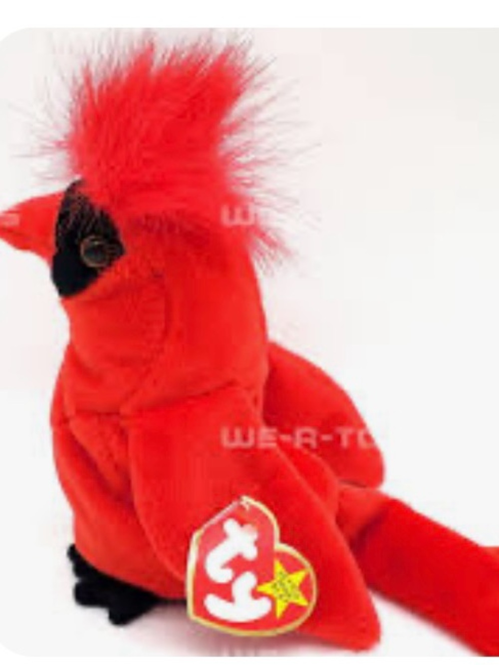 Ty Red Cardinal Plush with Black Face Details